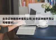 北京区块链技术龙头公司[北京区块链开发公司哪里好]